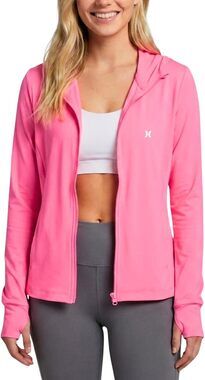 NWT Hurley Women's Sun Hoodie Jacket Pink XS Extra Small UPF 50+ Sun Shirt Zip